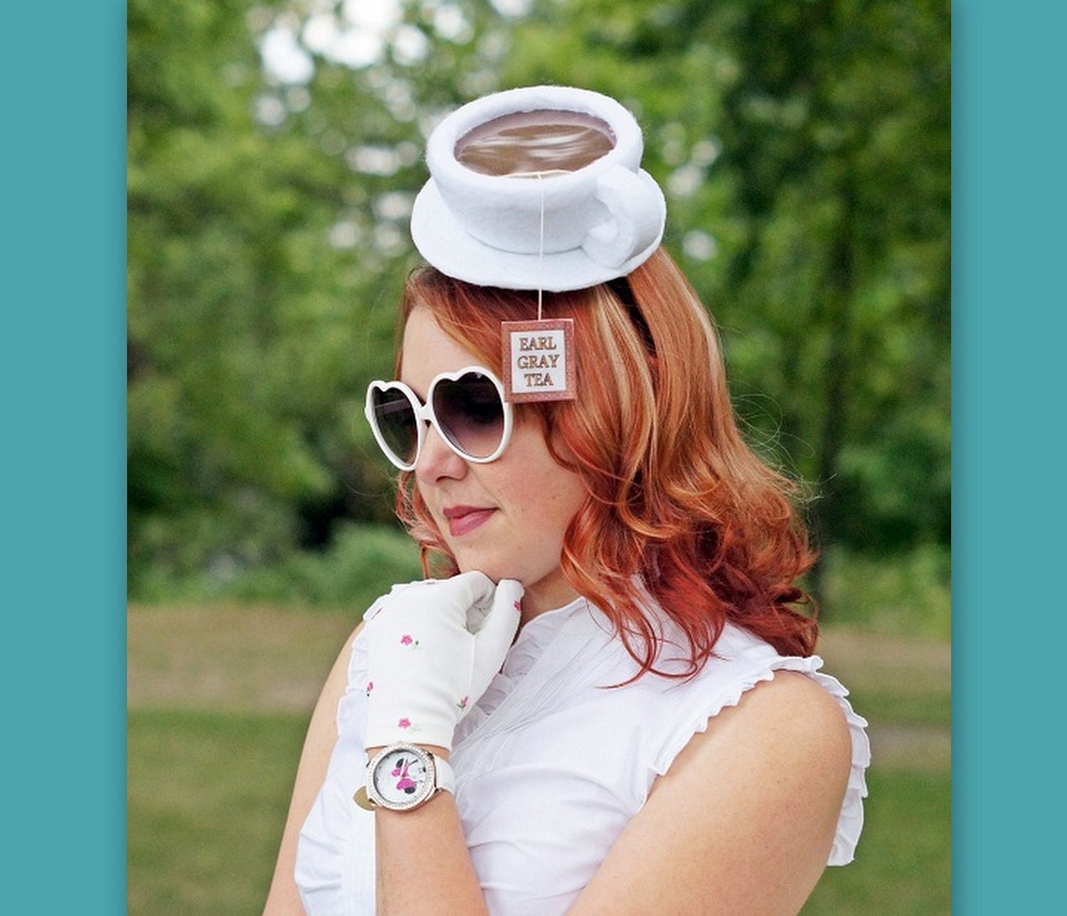 Tea Party Coffee or Tea weird hat felted felt teacup headband alice in wonderland
