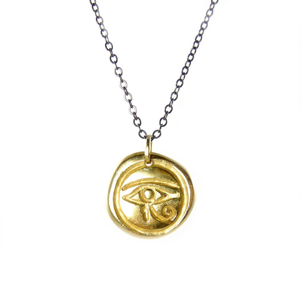 Gold Evil Eye Necklace, evil eye pendant, celebrity jewelry, talisman, amulet, gold medallion, designer jewelry