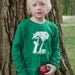 SALE Boy in the Orchard Long Sleeved Nostalgic Graphic Tee in Emerald Green with Soft White