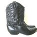 Black Cowboy Boots, Black Leather Boots, Steel Toe Ankle Boots, Short Calf Embroidered Boots, Womens 6 or 6.5
