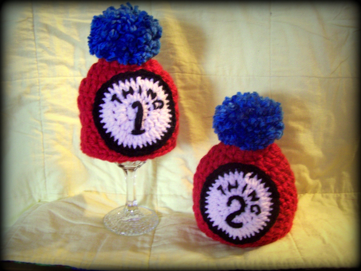 Set of Newborn Thing1 Thing 2 Hats