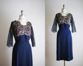 40s dress / 1940s navy lace dress / Midnight Memories dress