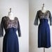40s dress / 1940s navy lace dress / Midnight Memories dress