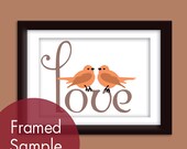 LOVE Birds (Series B) - 5x7 Print (Featured in Orange Peel and Cocoa) (Customizable Colors) Buy 3 get one Free