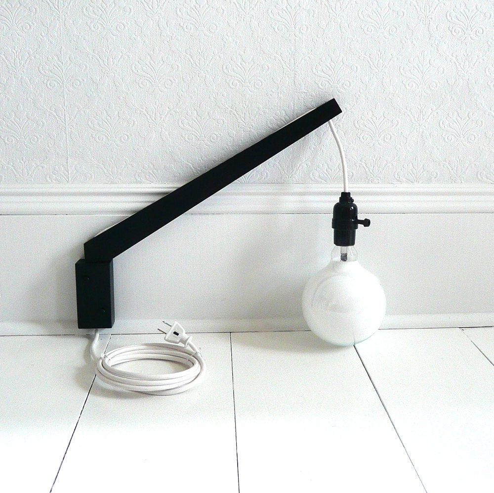 SALE Handmade Black Modern Wall Light - Single, Swing Arm, Scandinavian, Mid Century