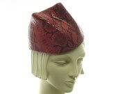 Red Leather Cocktail Hat for Women - 1930's Style Pillbox Hat - Homage to Alexander McQueen