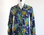 italian vintage 70's patterned blouse