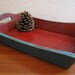 Upcycled Wood Tray, Gift, Christmas, Handfinished, Distressed in Red & Green