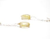 SALE Pale Yellow Earrings, Lemon Quartz Crystal, Long Sterling Silver Dangle Fashion Jewelry Under 25 - Sunlight