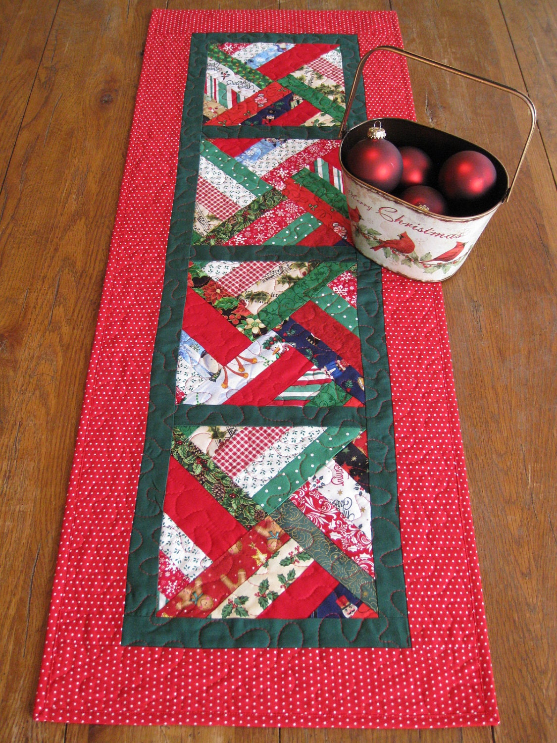 Strip Twist Quilted Table Runner Christmas By Quiltedhearts5