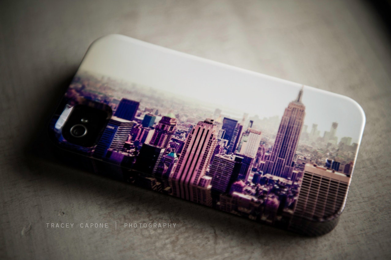iPhone 5 case - New York City print, urban iPhone case - The City -  urban print, NYC design, eggplant, peach, iPhone 5