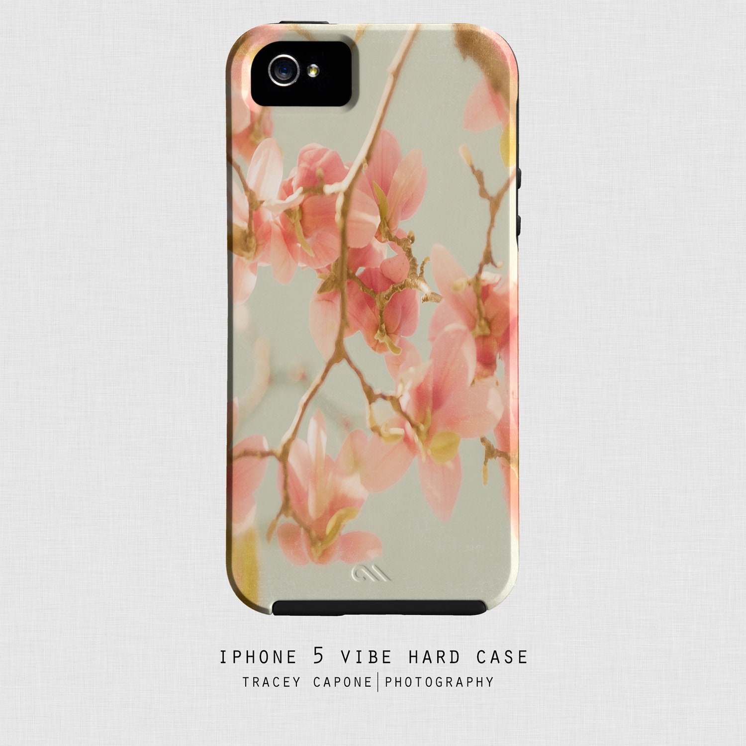 Feminine iPhone 5 Case - pink magnolia iPhone 5 cover -  Dream Time - robins egg blue, blush pink, girly girl, iPhone 5 hard case