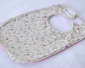 Woodland Flowers Bib with Bright Pink Fleece Backing