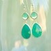 Wedding Bridesmaid Earrings. Green Quartz Earrings on Gold