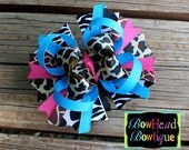 Large Animal Print Boutique Hair Bow - M2M Wild About Kindergarten BowHead Shirt