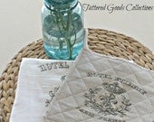 Floursack, Tea Towel French, Shabby Chic, Cottage, Farmhouse Hot Pad (Set)