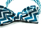Chevron Freestyle Bow Ties - Bow Ties  - Teal Chevron Bow Tie, Mens Bow Ties, Custom Bow Ties, Cotton Bow Ties, Freestyle Bow Tie