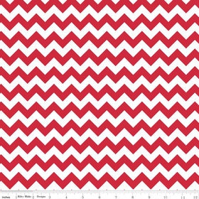 Chevron Zig Zag Fabric 1 cm Wide RB small size White and Red