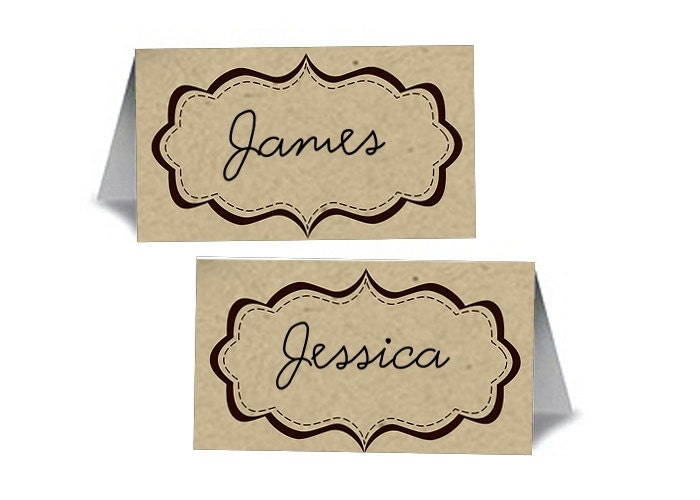 12 Blank Table Tent Name Cards, Bridal Shower, Wedding, Rehearsal Dinner, Birthday, Kraft Brown Il_570xn
