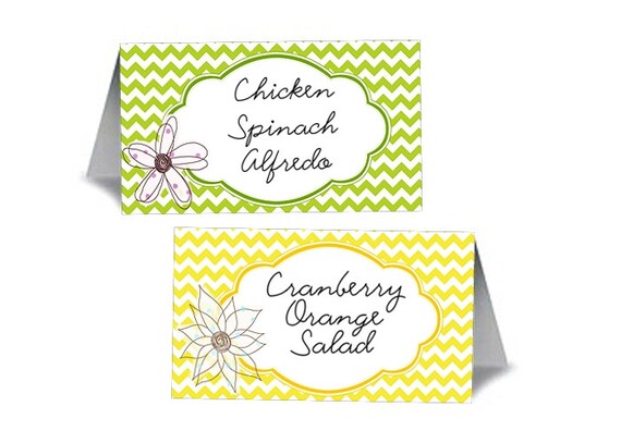 12 Blank Table Tent Name Cards, Wedding, Bridal Shower, Baby Shower, Birthday, Chevron Stripes Il_570xn