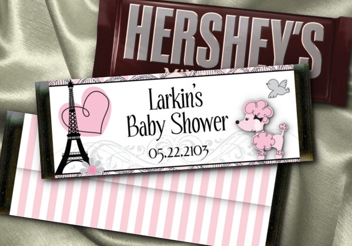 12 Hershey Candy Bar Wrappers, French Poodle, Eiffel Tower, Wedding, Bridal Shower, Baby Shower, Birthday Il_570xn