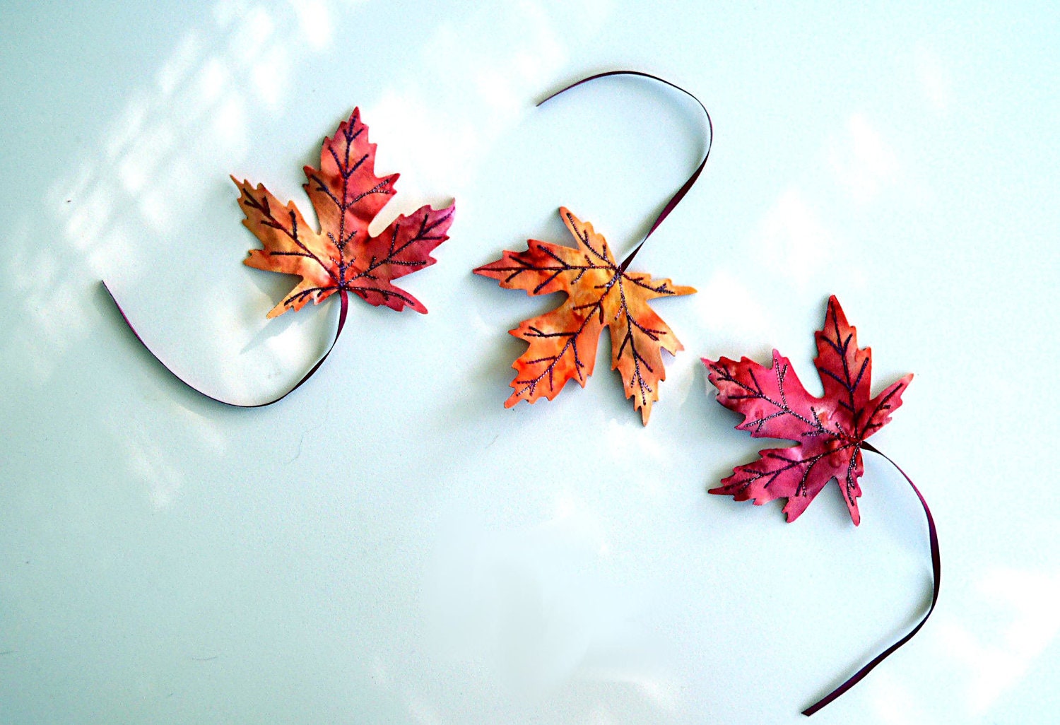Three Fall Fabric Maple Leaves Bookmarks Decor