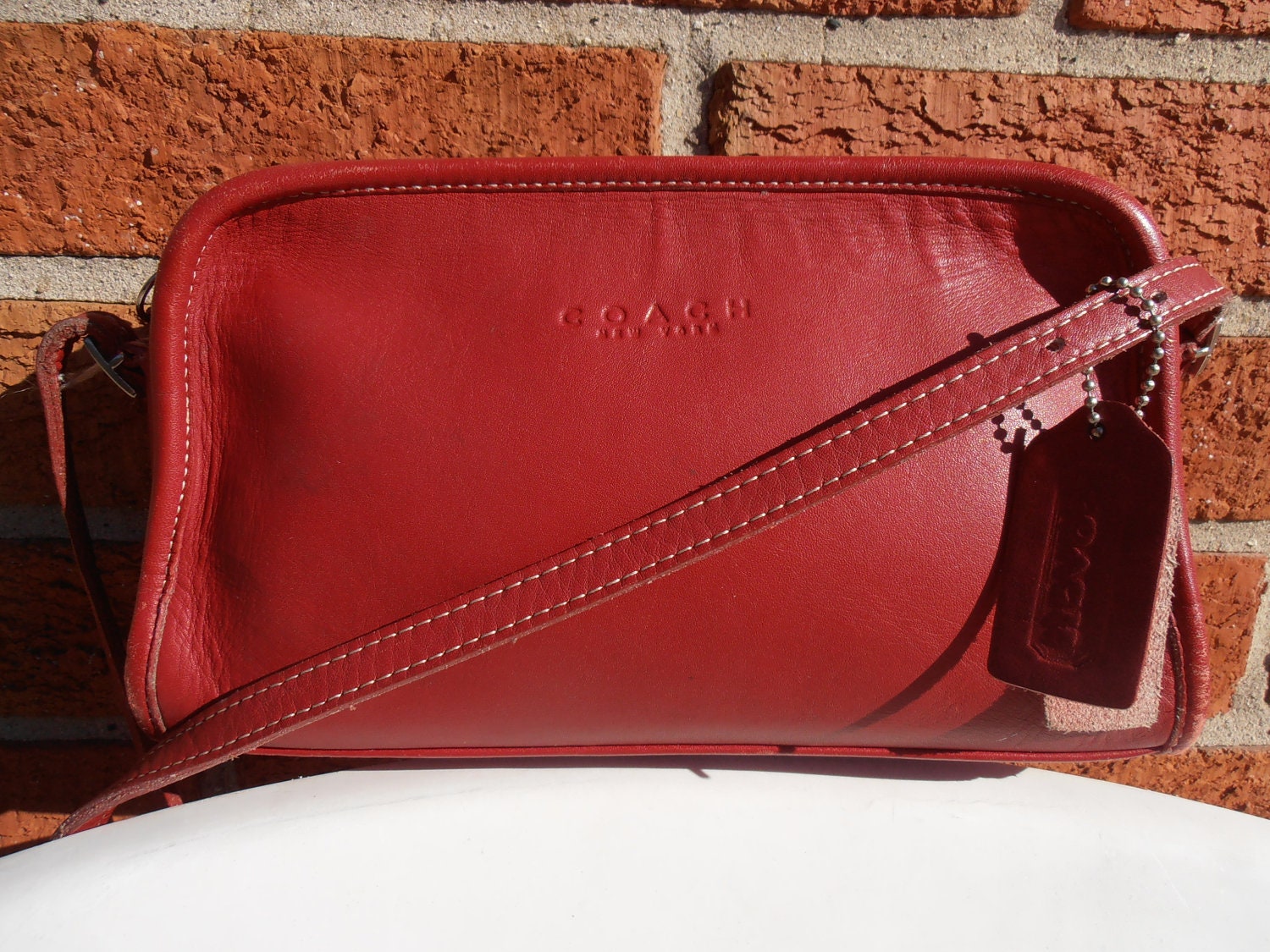COACH Small RED Crossbody Satchel Clutch Purse Bag Shoulder New York 6201