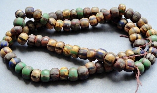 Large Rustic Matte Seed Beads - Striped Tribal Beads - LAST ONE