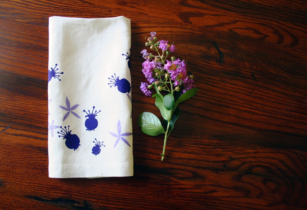 Linen Tea Towel. Dish Towel. Lavender Lilac Plum. Wedding Gift. Housewarming Gift.