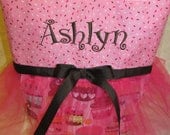 Custom Handmade pink and brown cupcakes and sprinkles dance bag/ tote, you choose name