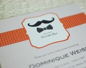 LITTLE MAN - customized printable square mustache bow tie baby shower invitation