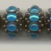 Tom's lampwork vibrant blue opal crown jewels 2 bead set, 1 pair 0290