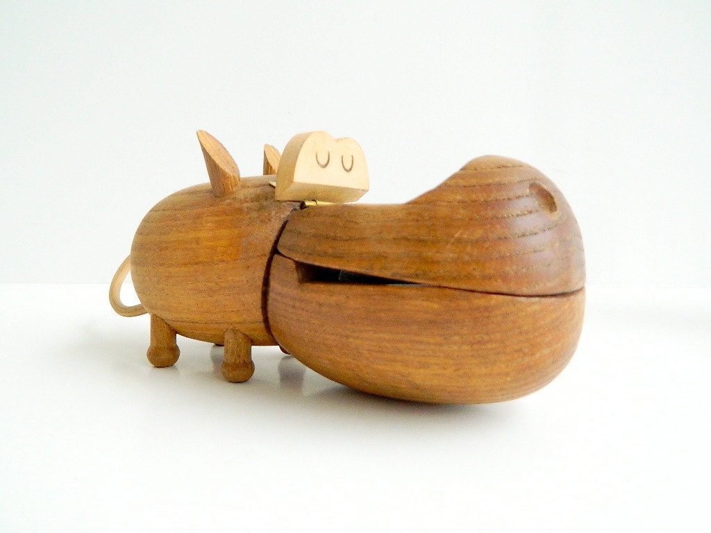 Zoo Line Danish Modern Wood Hippo 1959 - MonkiVintage