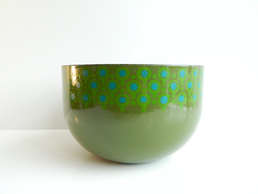 Mod green and blue Enamel VEFA Bowl Merrill Ames