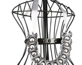 Grey Chunky 5 Pleat Statement Ribbon Necklace
