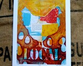 Local Chicken Patchwork Print 8x10