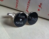 your name bride groom and wedding date cufflinks with gift box