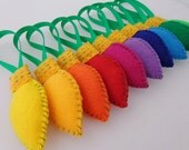 Christmas Lights - Ornaments Set of 10 Felt Bulbs