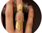 Chevron Armor Ring // Articulated Shield Metalwork Gold Brass