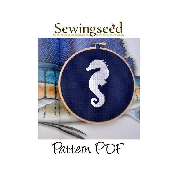 Seahorse Silhouette Cross Stitch Pattern, INSTANT DOWNLOAD