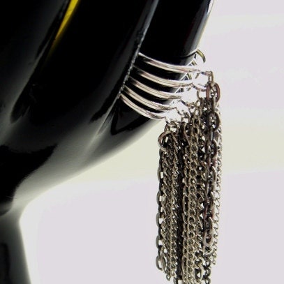 Silver Chain Knuckle Cocktail Ring, Multi Strand, Chain Statement Cocktail Ring