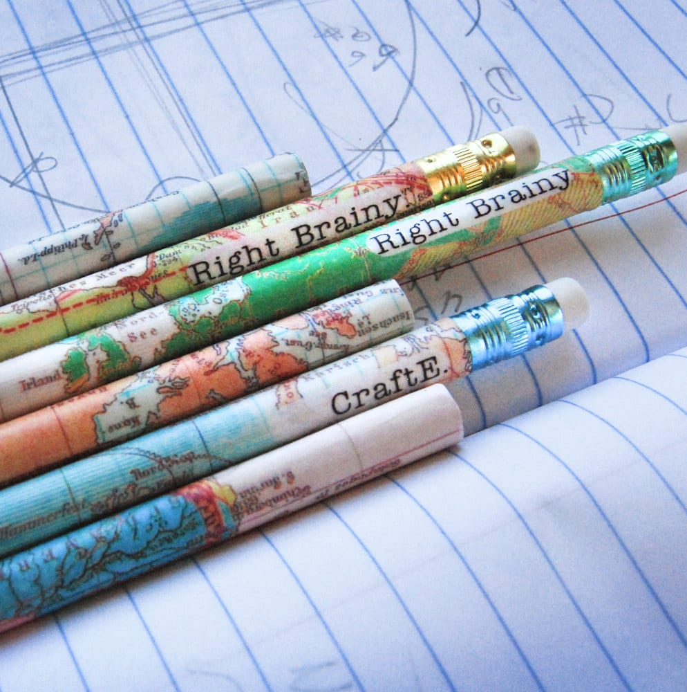 PERSONALIZED  Map Pencils for Travelers by Right Brainy - RightBrainy