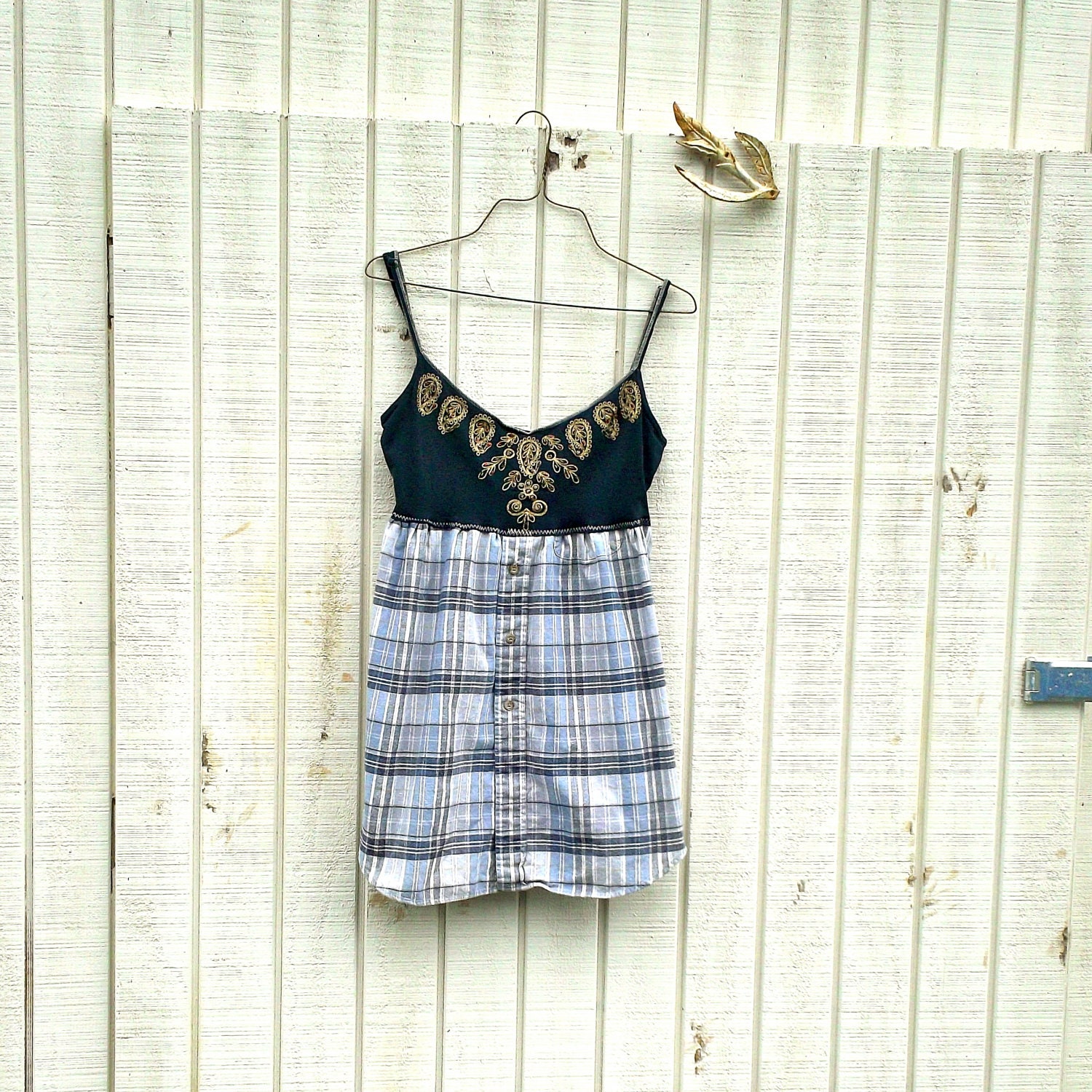 sm / med Funky Babydoll Tank Dress / Tunic / Eco Dress / Tattered Artsy Dress / Upcycled Clothing
