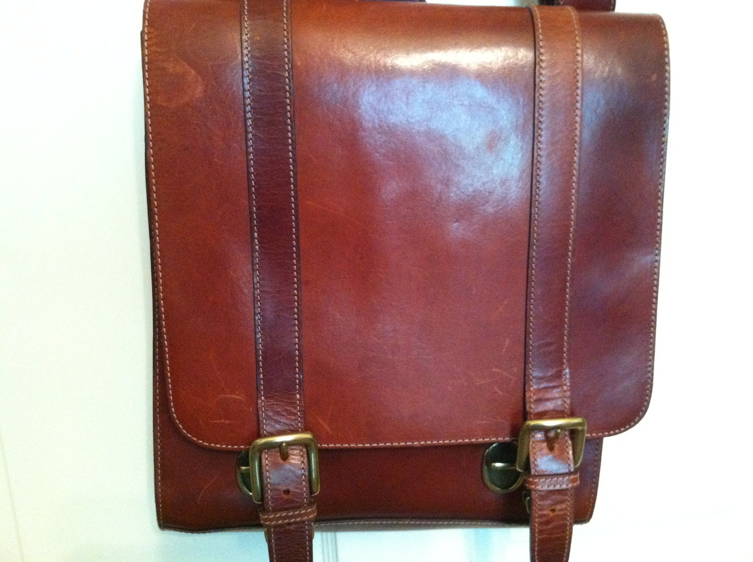Vintage 1980's Pelle Studios Leather Saddle Messenger Bag Style Cross Body Purse