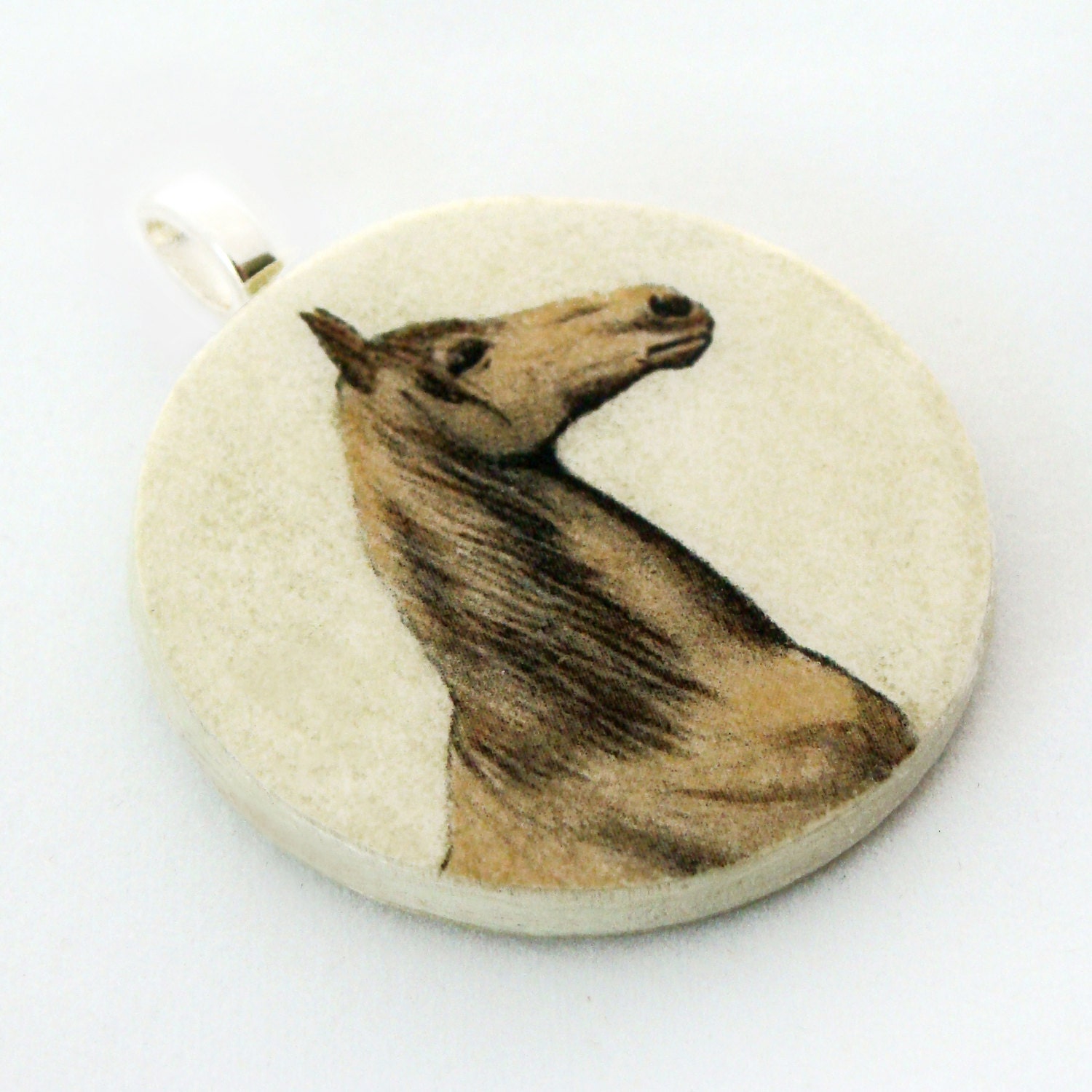 Pendant, Horse, Handmade Decoupaged, FREE SHIPPING