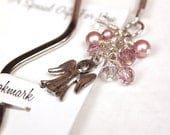 Angel and Rose Swarovski Pearls and Bicones Large Silver Bookmark
