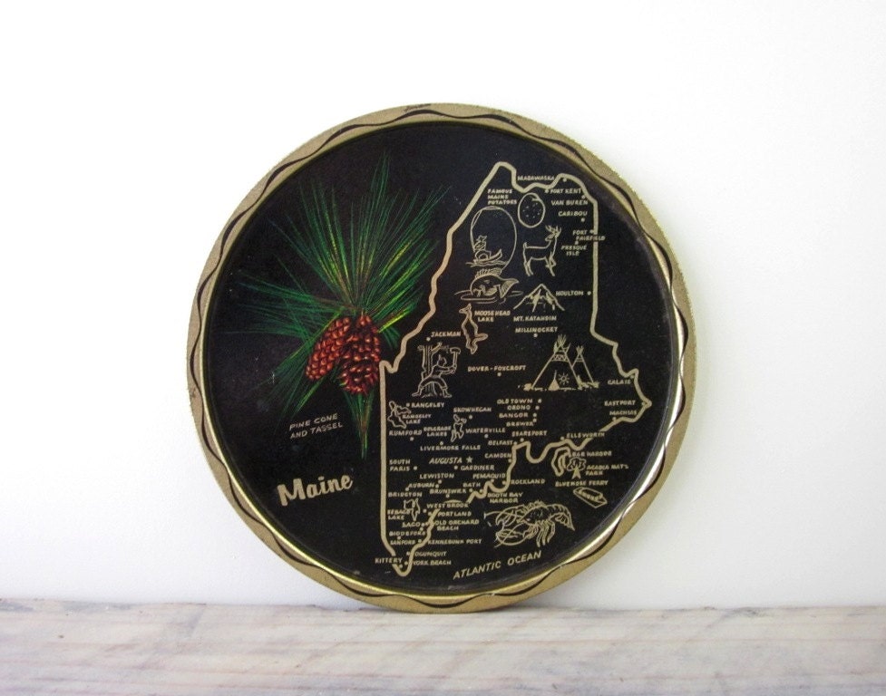 Metal Maine Souvenir Travel Tray