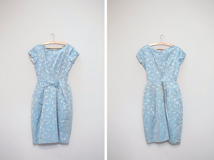 1960s Blue Floral Bubble Dress - S