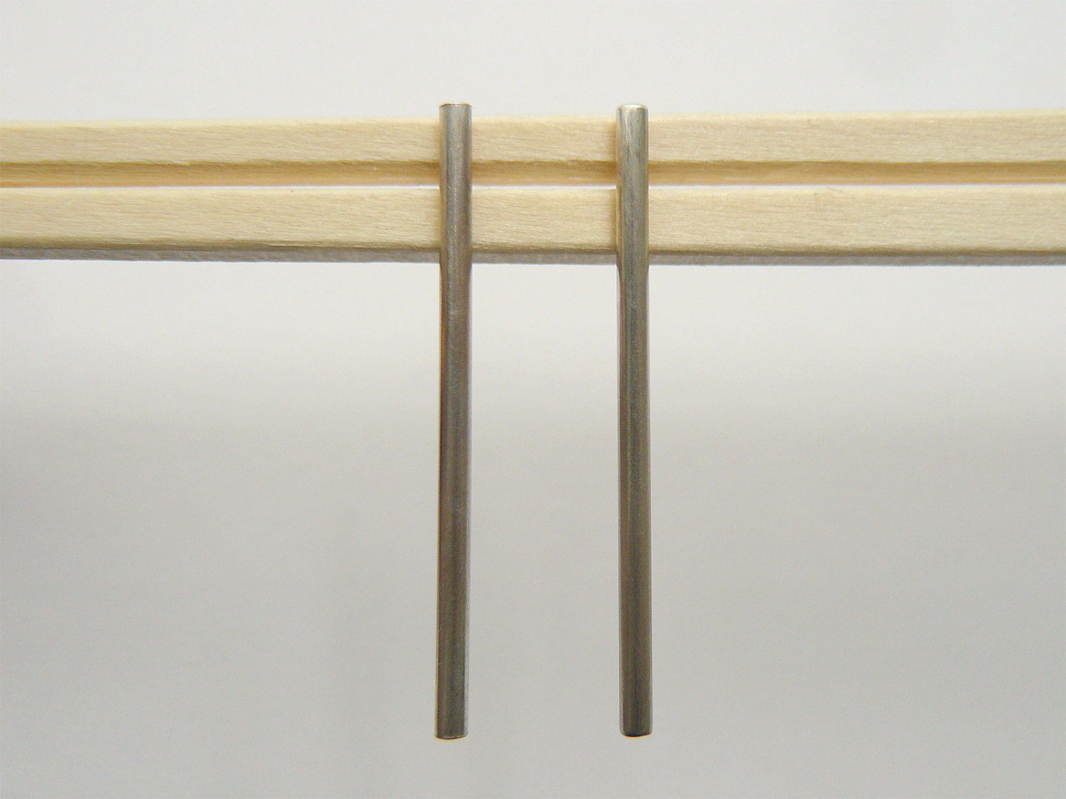 Minimalist Long Silver Bar Earrings - Elegant Sterling Posts