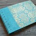 Wedding Guest Book, Far East in Aqua Blue, MEDIUM 9x7, Reserved for Nicole